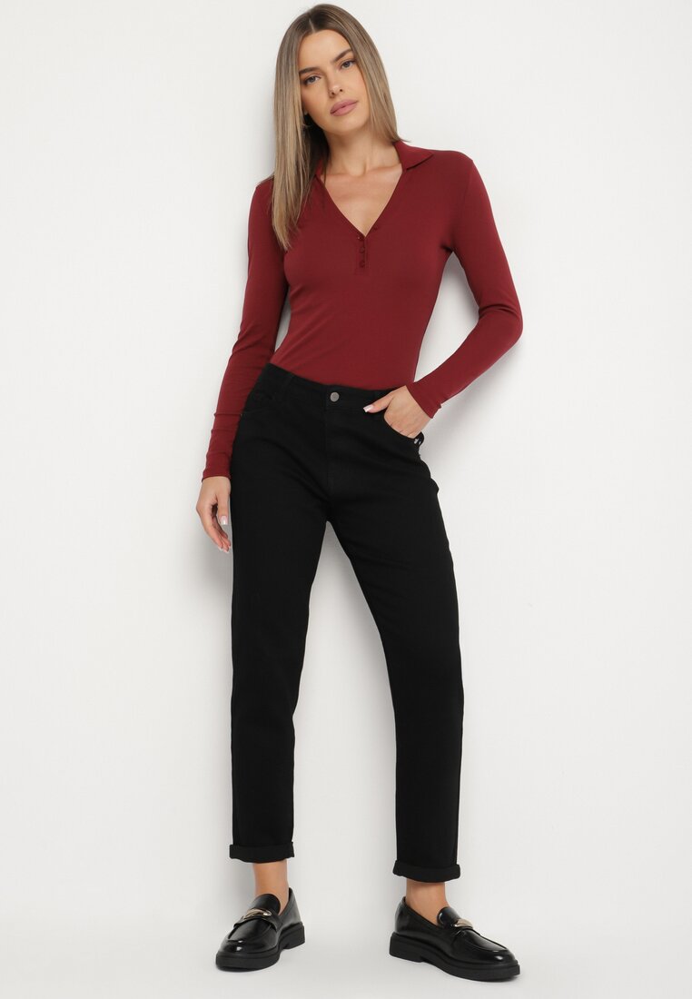 Czarne Casualowe Jeansy o Kroju Mom Fit Arettia