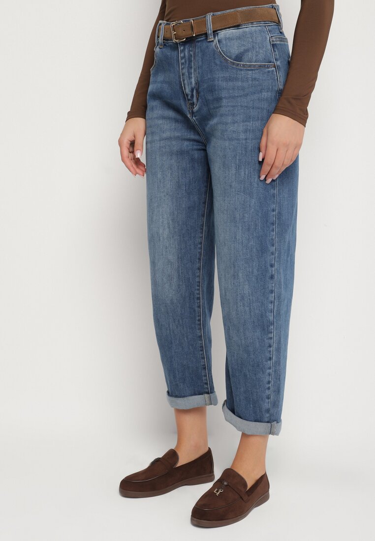 Niebieskie Jeansy o Kroju Mom Fit z Regularnym Stanem Rilarisse