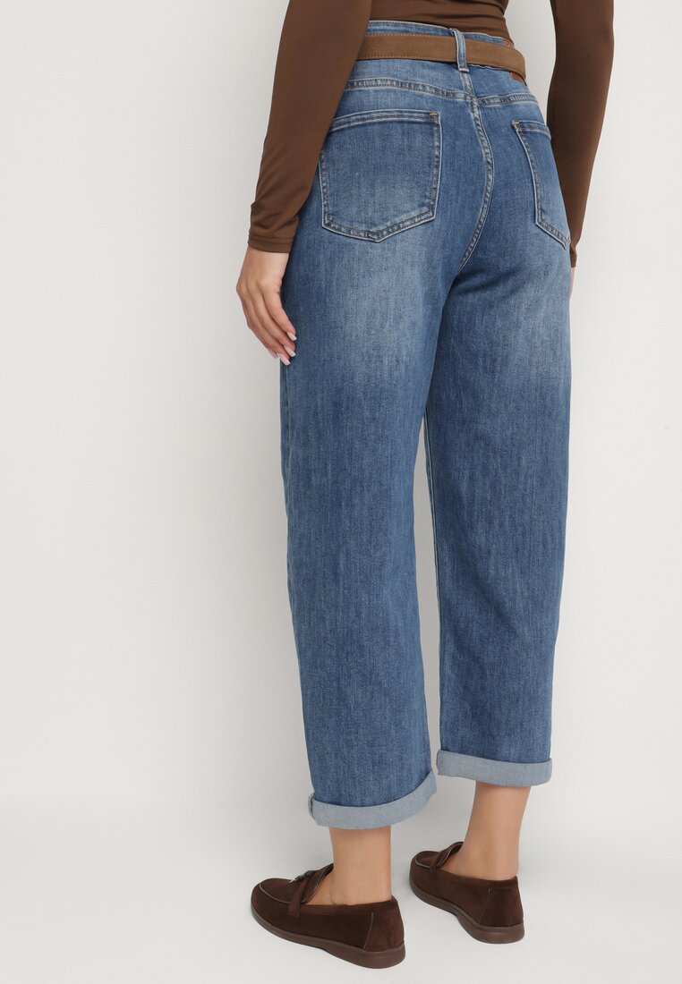 Niebieskie Jeansy o Kroju Mom Fit z Regularnym Stanem Rilarisse