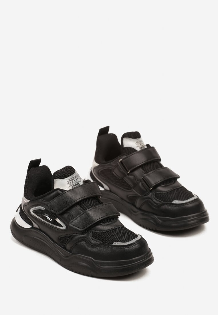 Czarne Buty Sportowe z Cholewką przed Kostkę z Rzepem i Skórzaną Wkładką Frankies