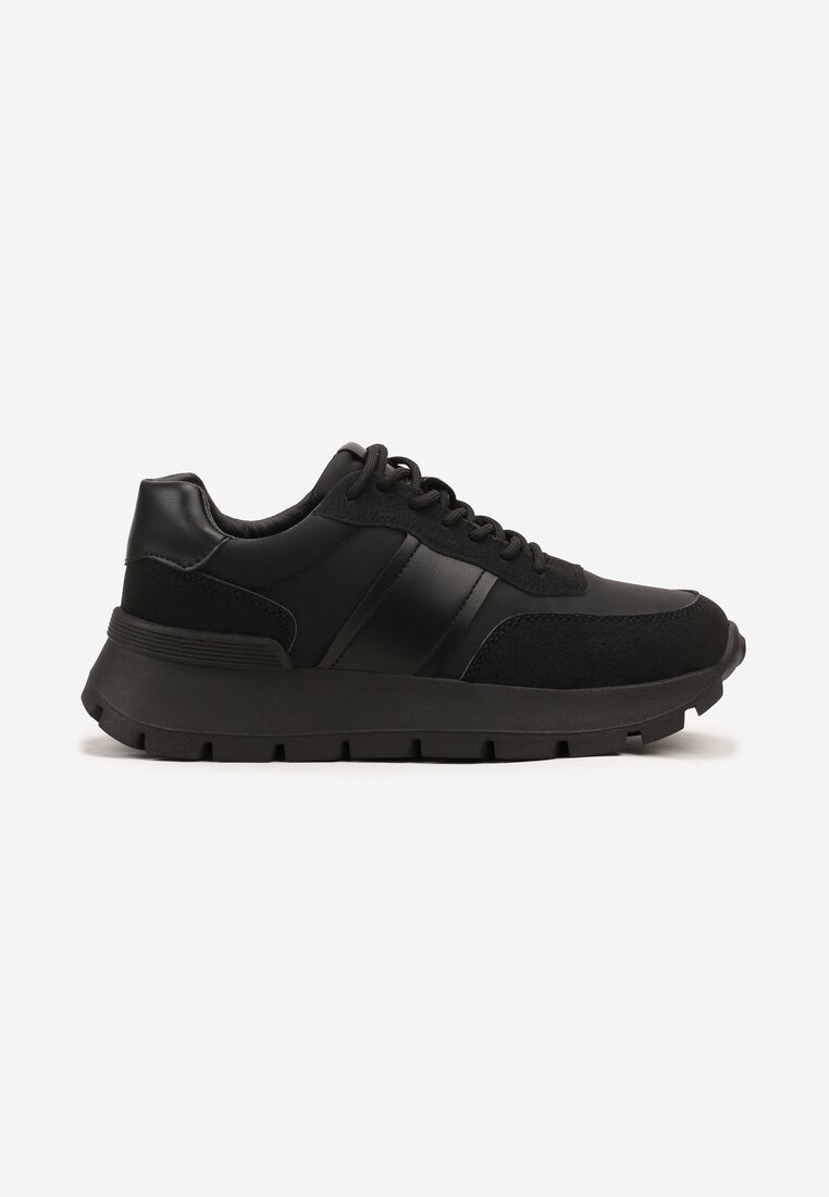 Czarne Sneakersy na Grubej Podeszwie Ellitte