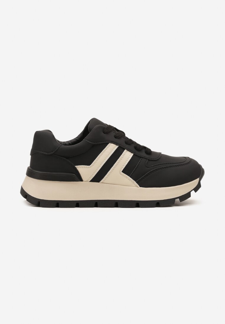Sneakers Negri cu bej