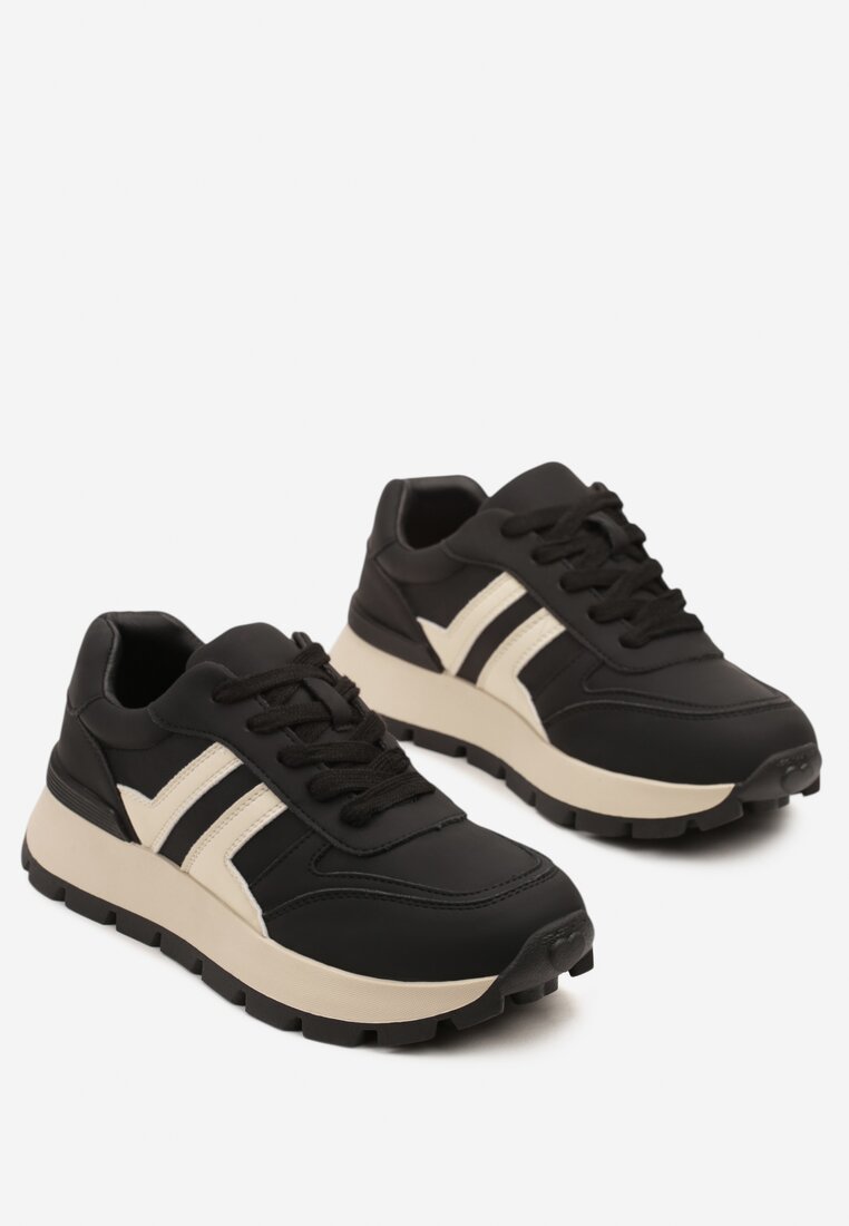 Sneakers Negri cu bej