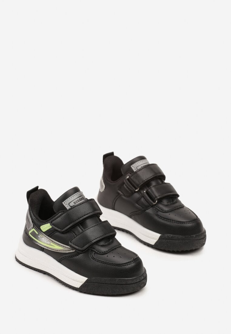 Czarno-Zielone Buty Sportowe Sneakersy ze Skórzaną Wkładką i Cieniowaniem Rilenissa