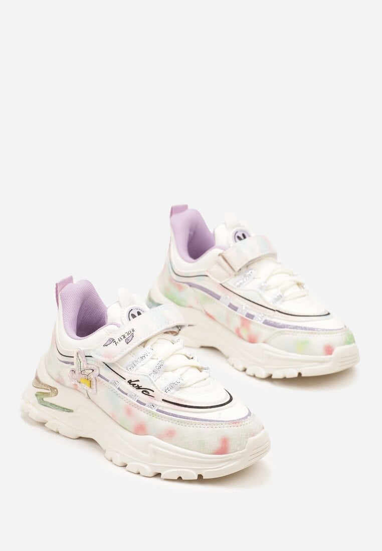 Beżowe Buty Sportowe Sneakersy ze Skórzaną Wkładką i Zapięciem na Rzep Pirellie