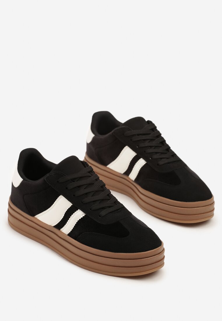 Czarne Sneakersy w Stylu Klasycznych Tenisówek na Grubej Podeszwie Tuluvia