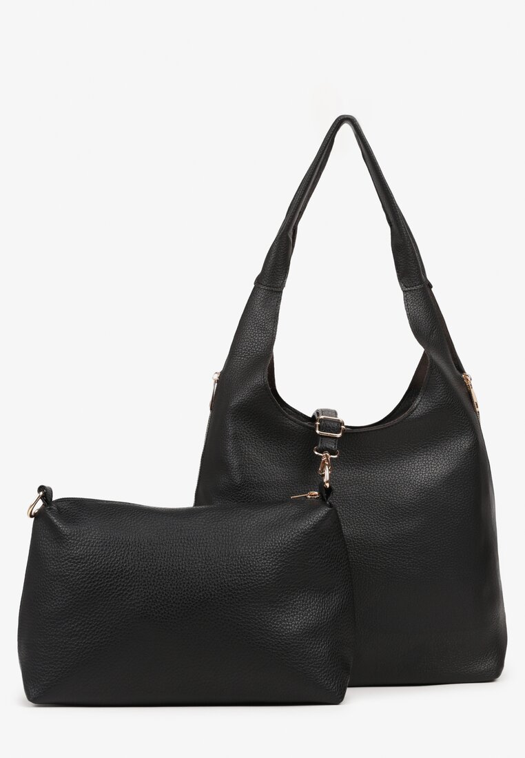 Czarna Torebka Typu Shopper z Saszetką Fesandia