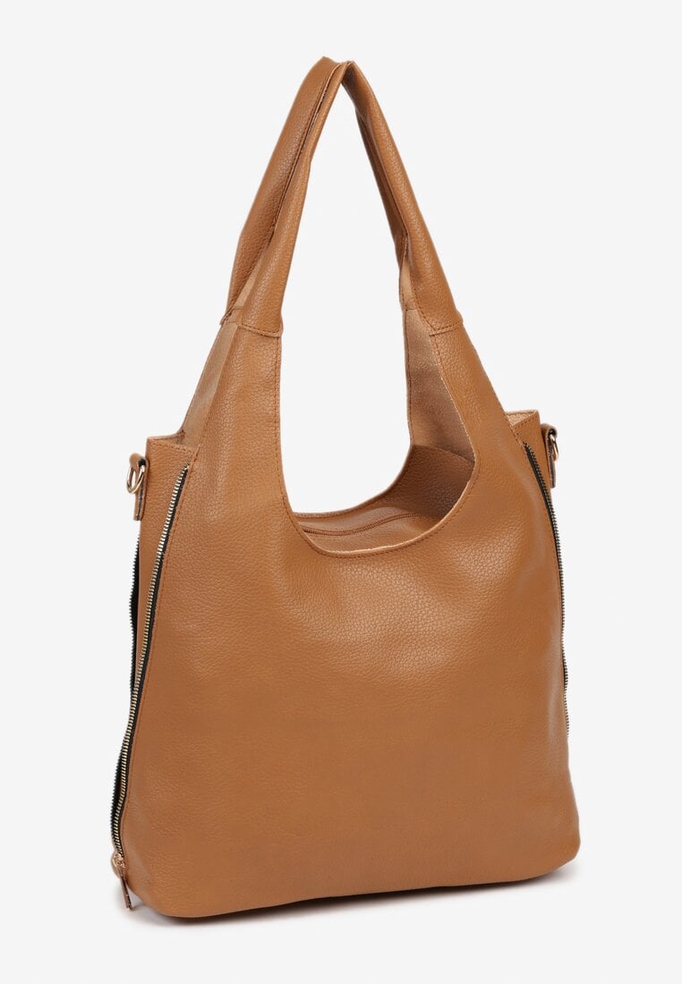 Brązowa Torebka Typu Shopper z Saszetką Fesandia