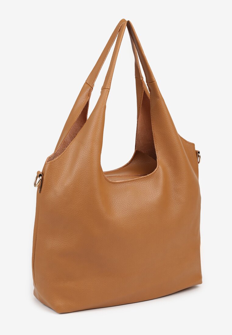 Brązowa Torebka Typu Shopper z Przeszyciami Latarina