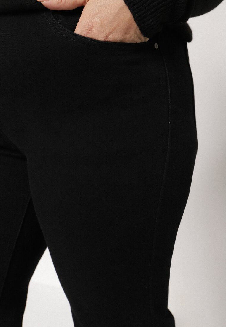Czarne Szerokie Jeansy z Wysokim Stanem z Bawełną i Dodatkiem Wiskozy Eprevia