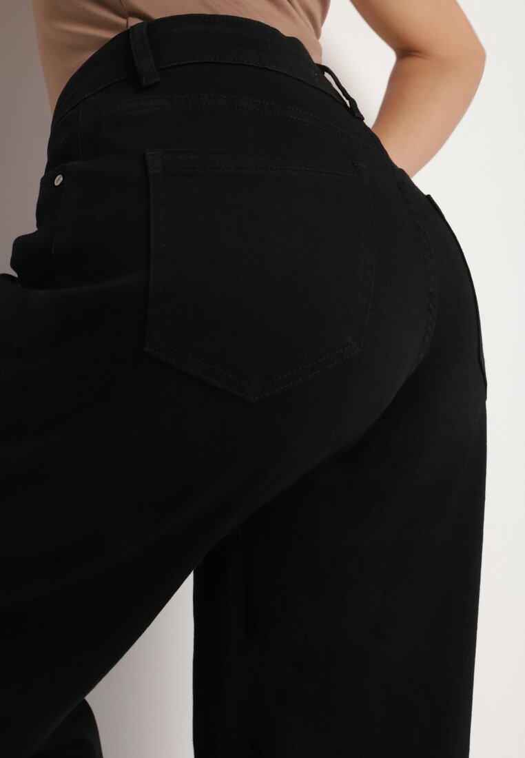 Czarne Jeansy o Kroju Slouchy z Regularnym Stanem Fesinasa