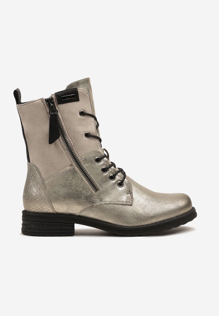 Botine Gri cu auriu