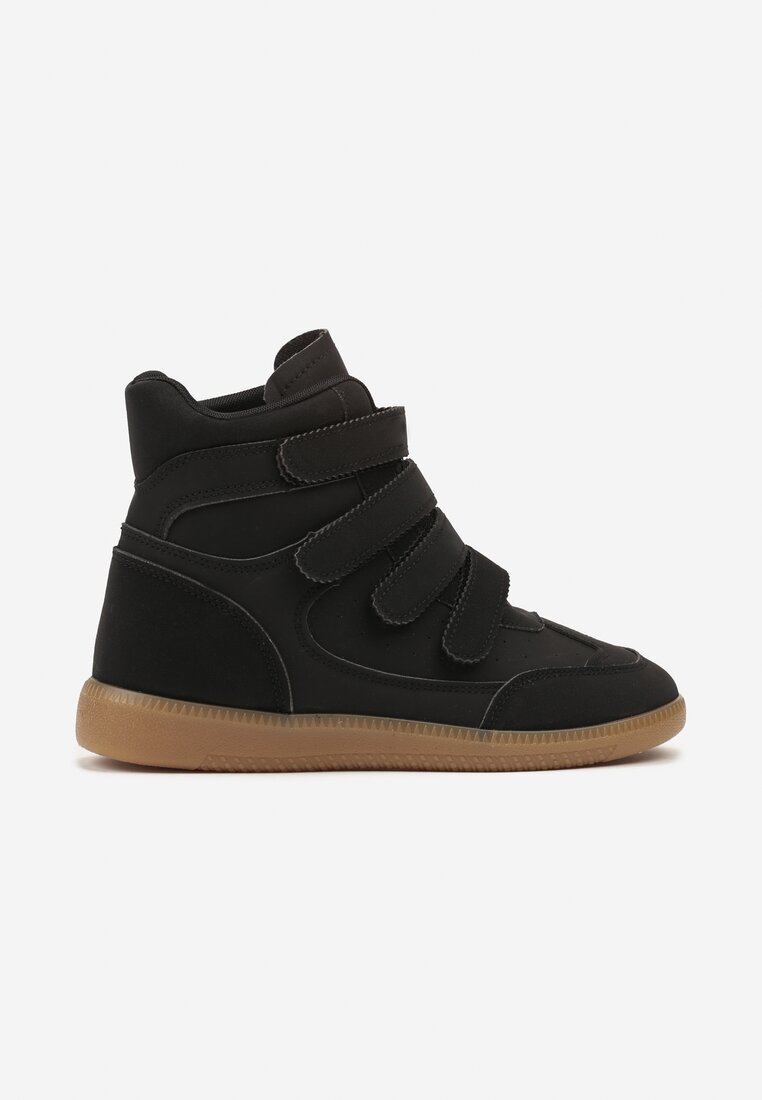 Czarne Sneakersy na Ukrytym Koturnie Farnella