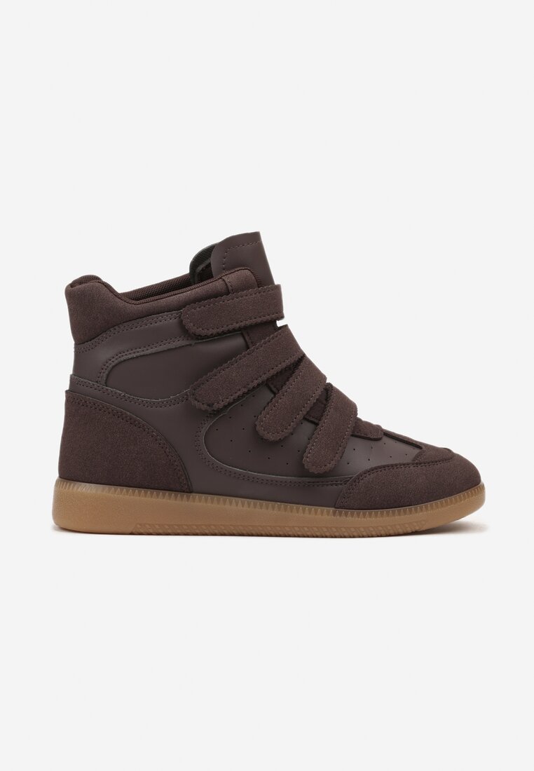 Brązowe Sneakersy na Ukrytym Koturnie Farnella