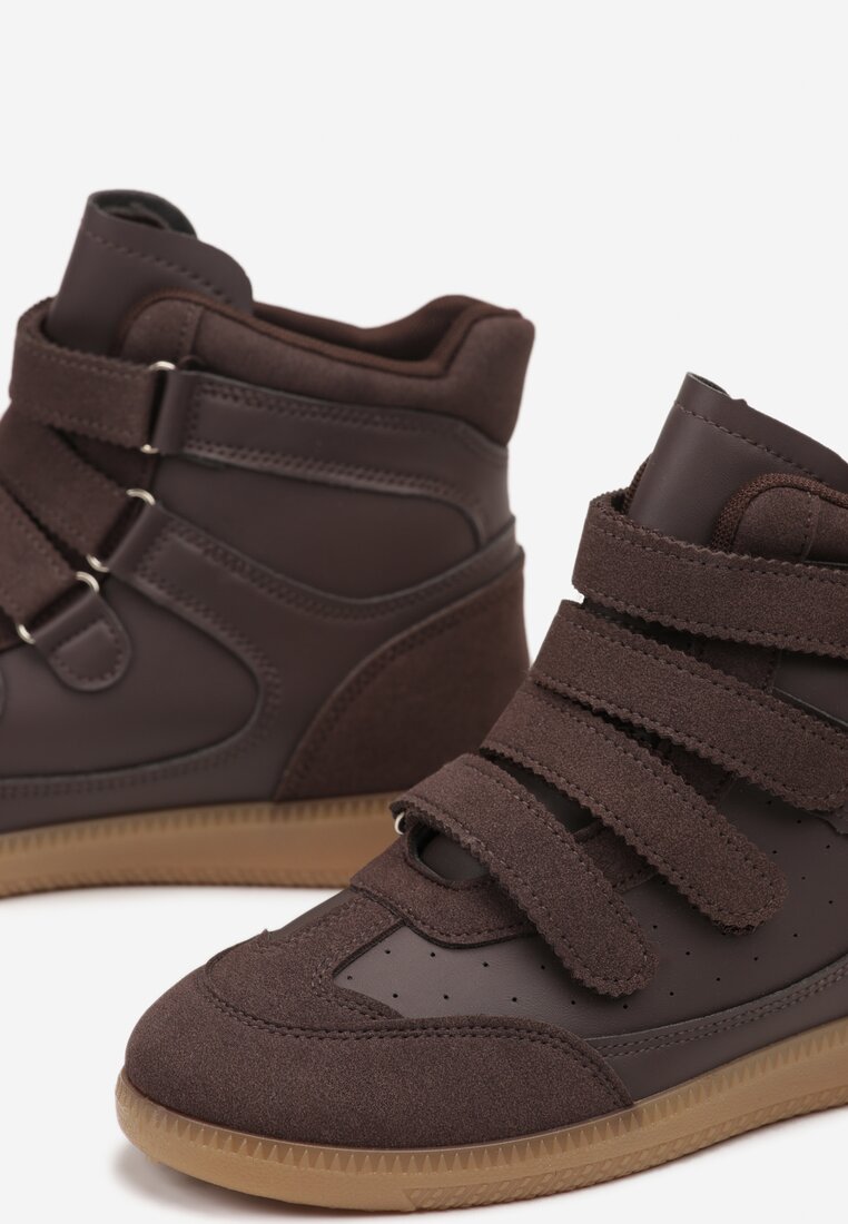 Brązowe Sneakersy na Ukrytym Koturnie Farnella