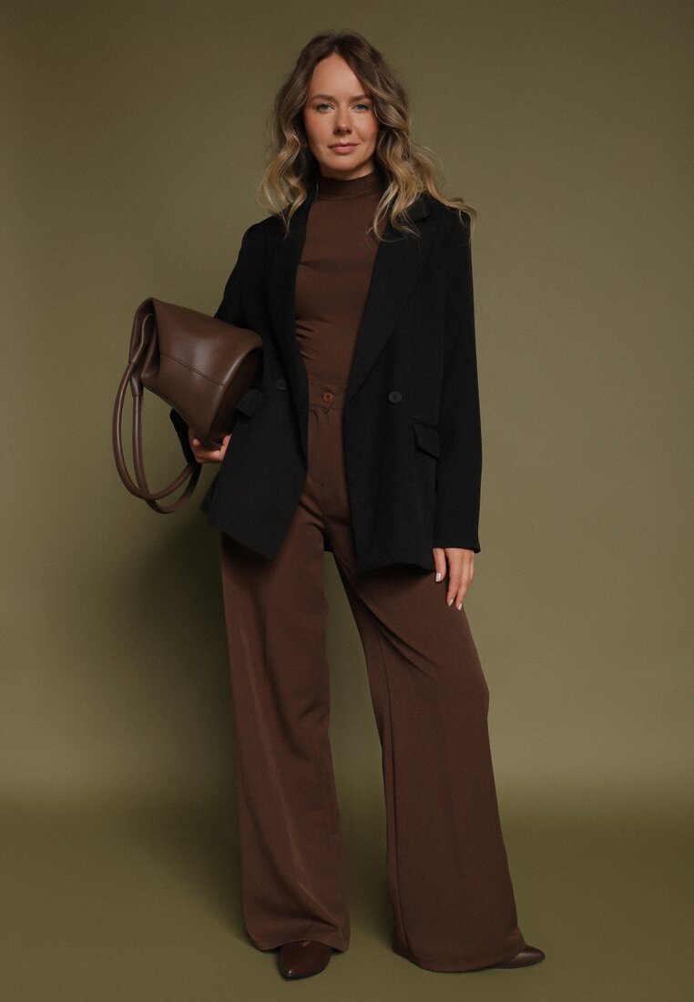 Czarna Dwurzędowa Marynarka w Stylu Oversize Clazara