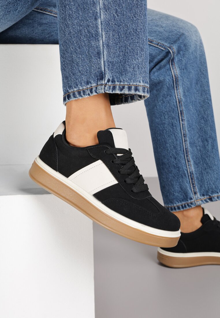 Czarne Sneakersy w Stylu Tenisówek Larrive