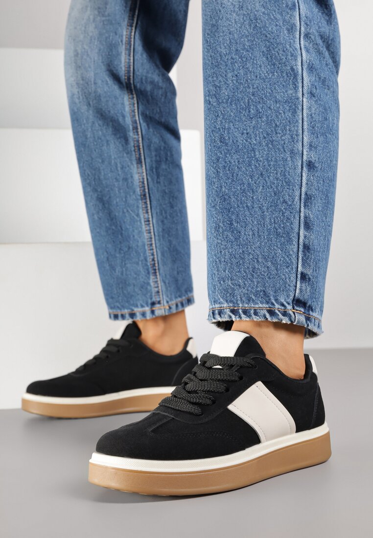 Czarne Sneakersy w Stylu Tenisówek Larrive