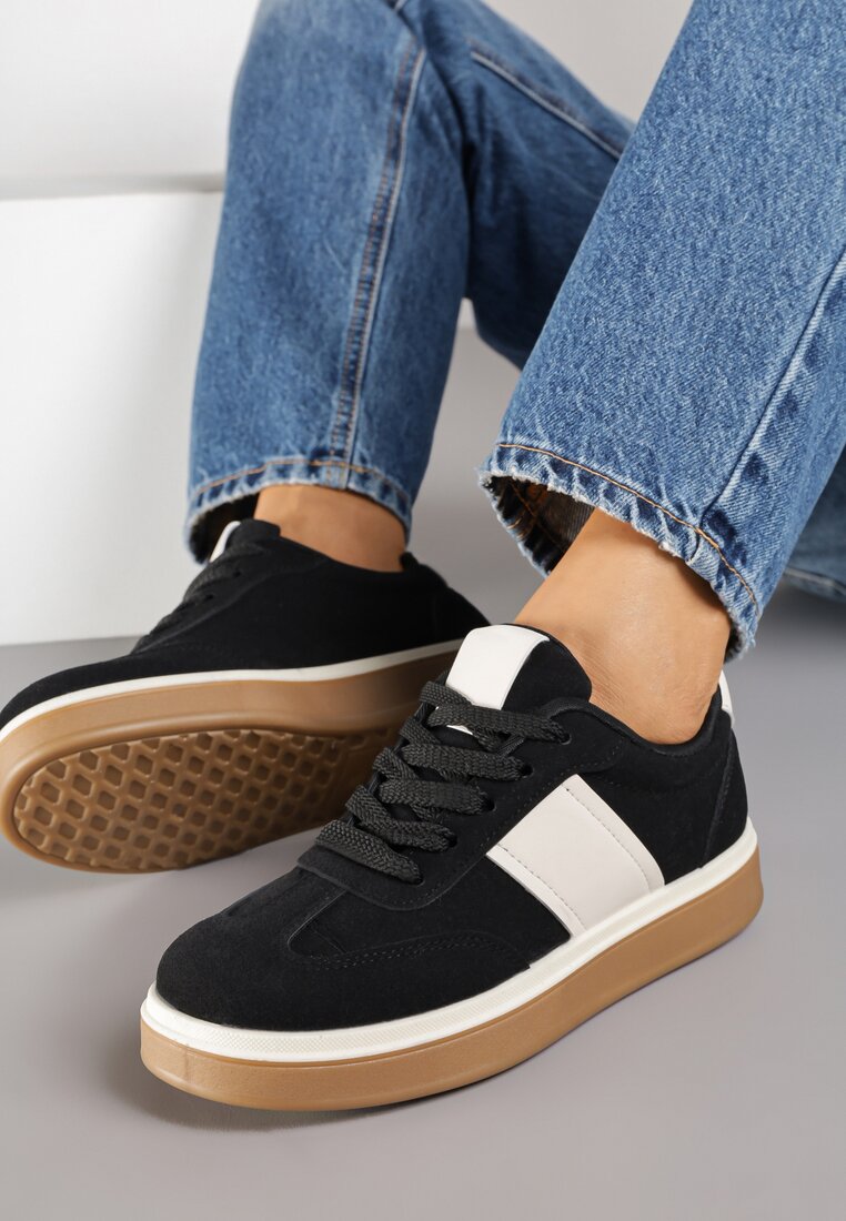 Czarne Sneakersy w Stylu Tenisówek Larrive