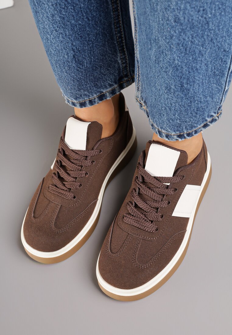 Brązowe Sneakersy w Stylu Tenisówek Larrive