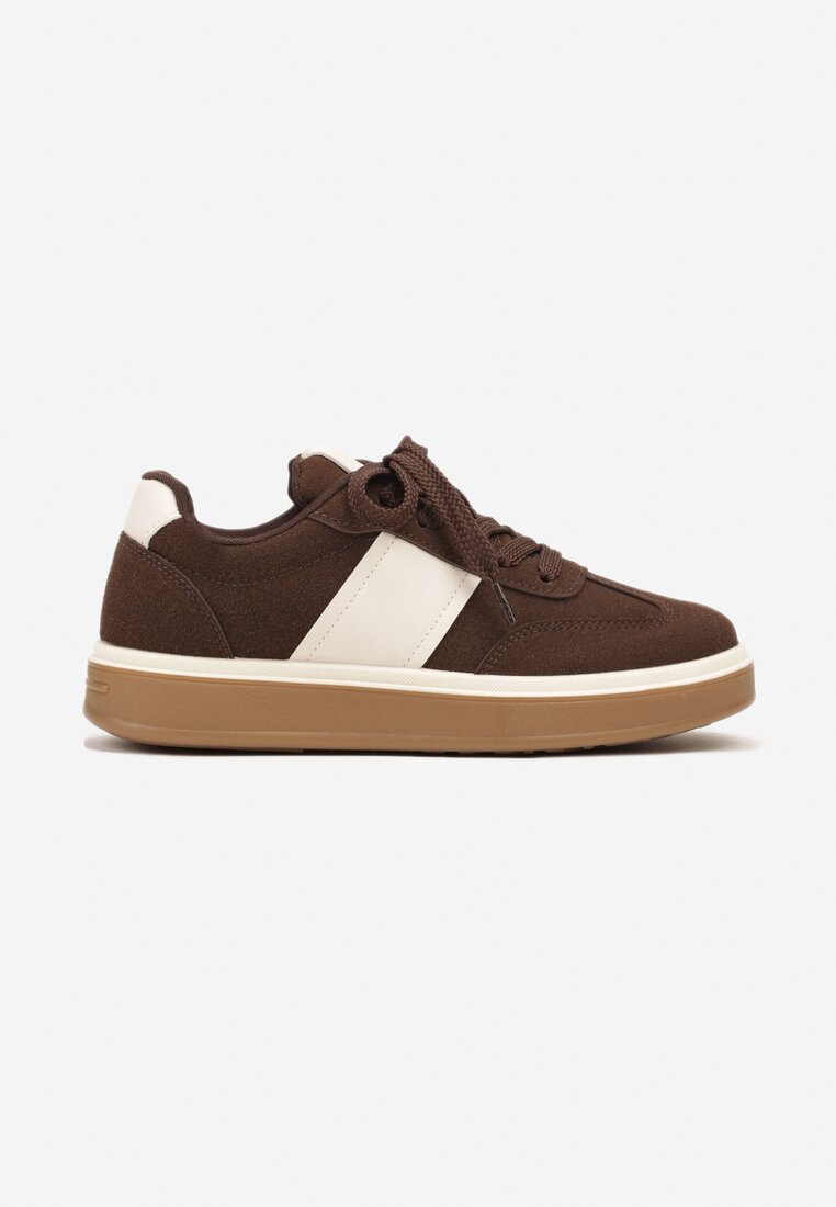 Brązowe Sneakersy w Stylu Tenisówek Larrive