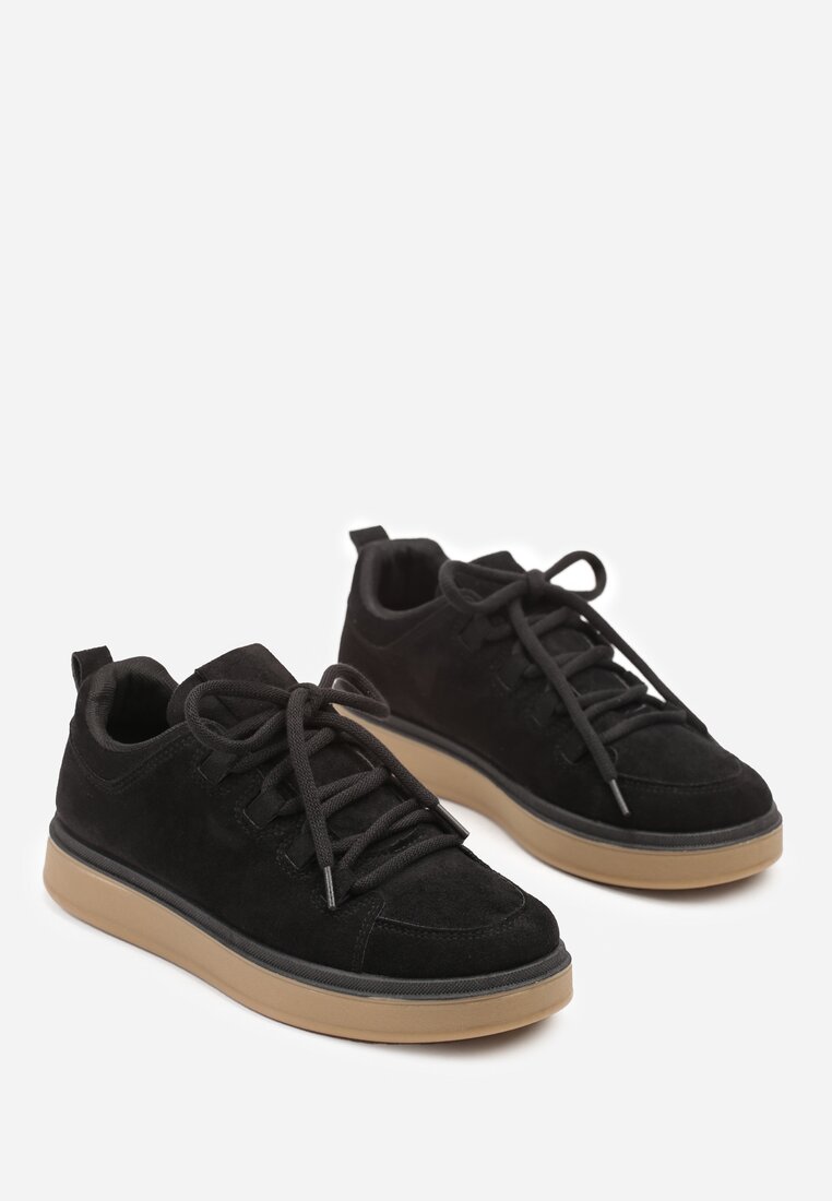 Czarne Sneakersy na Kauczukowej Podeszwie Lurrive