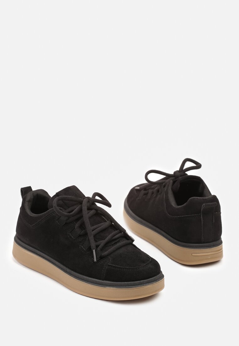 Czarne Sneakersy na Kauczukowej Podeszwie Lurrive