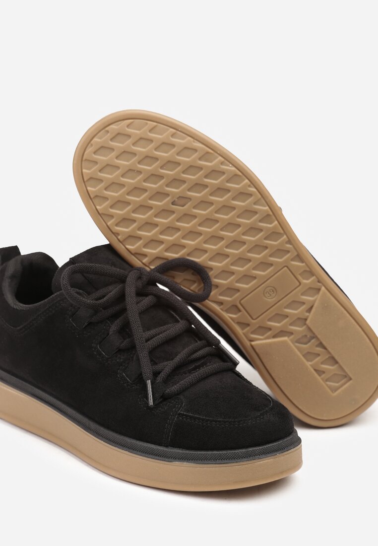 Czarne Sneakersy na Kauczukowej Podeszwie Lurrive