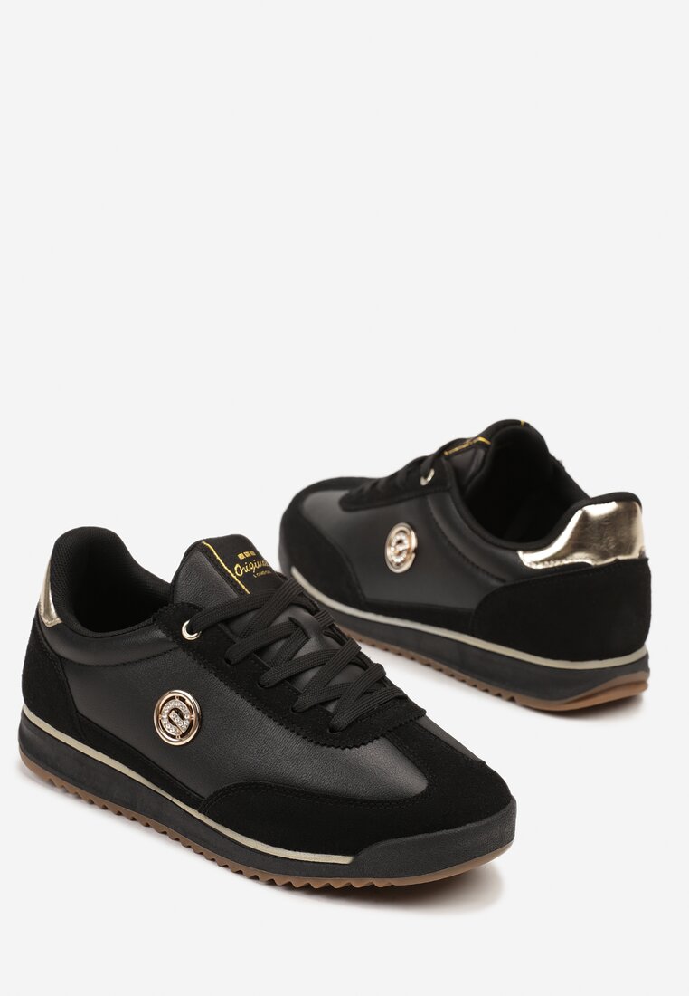 Czarne Sneakersy z Metaliczną Aplikacją Nurrive