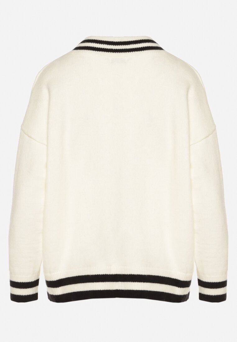 Jasnobeżowy Sweter z Domieszką Kaszmiru w Stylu Preppy Liendria