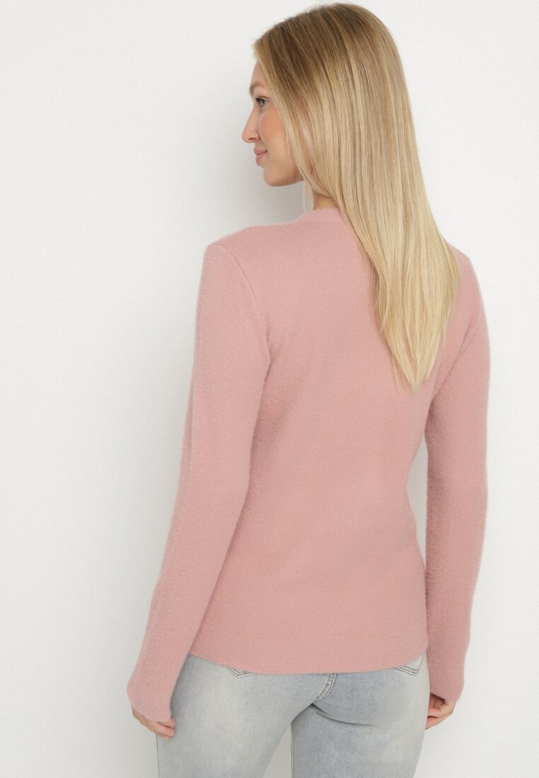 Różowy Sweter z Wełną w Klasycznym Stylu Firrive