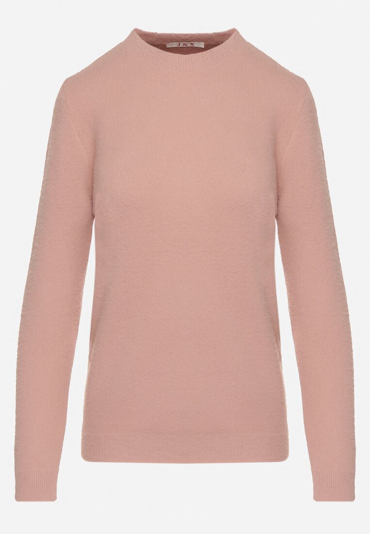 Różowy Sweter z Wełną w Klasycznym Stylu Firrive