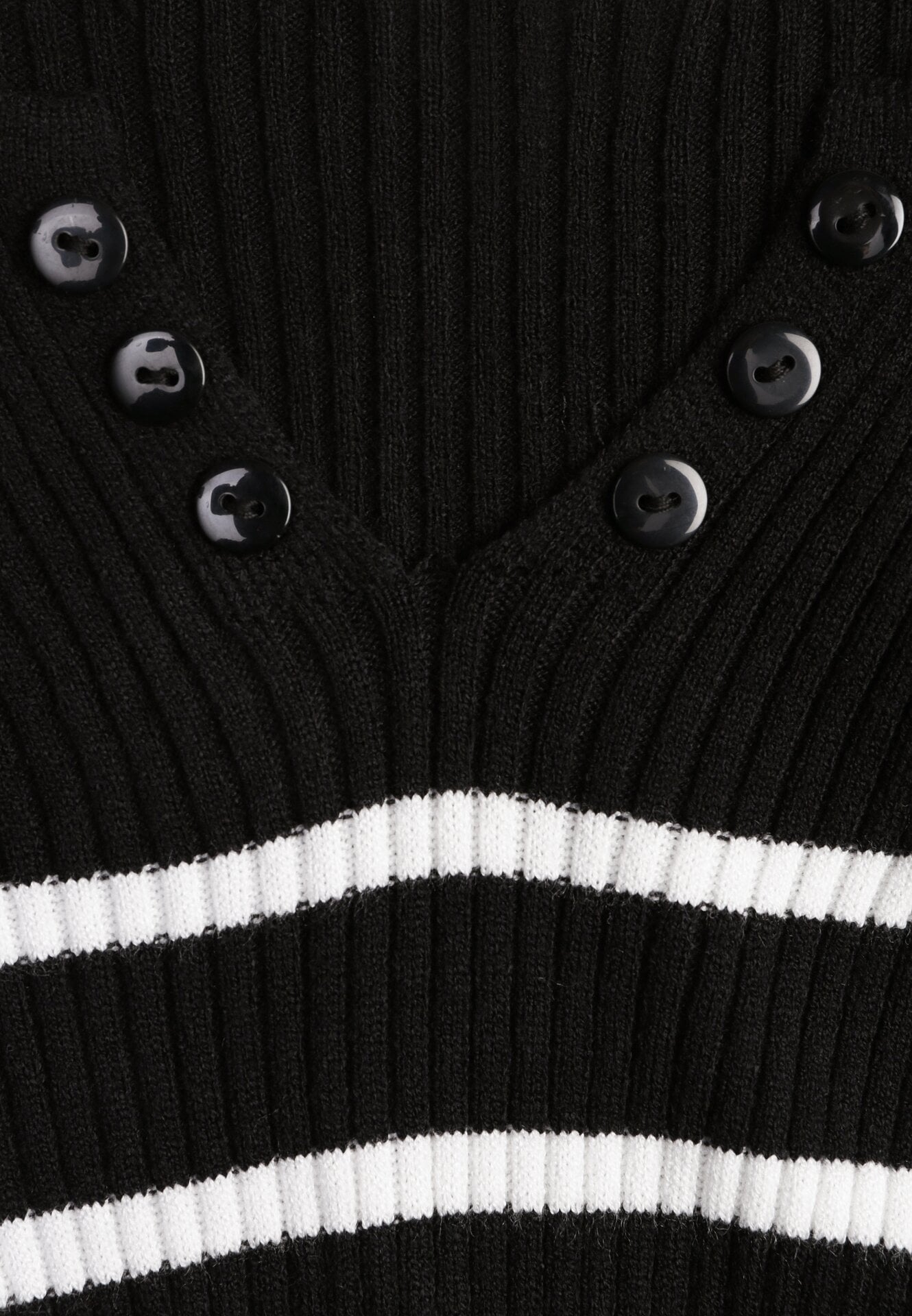 Czarna Bluzka z Bawełną w Paski Ozdobiona Guzikami Gelvila