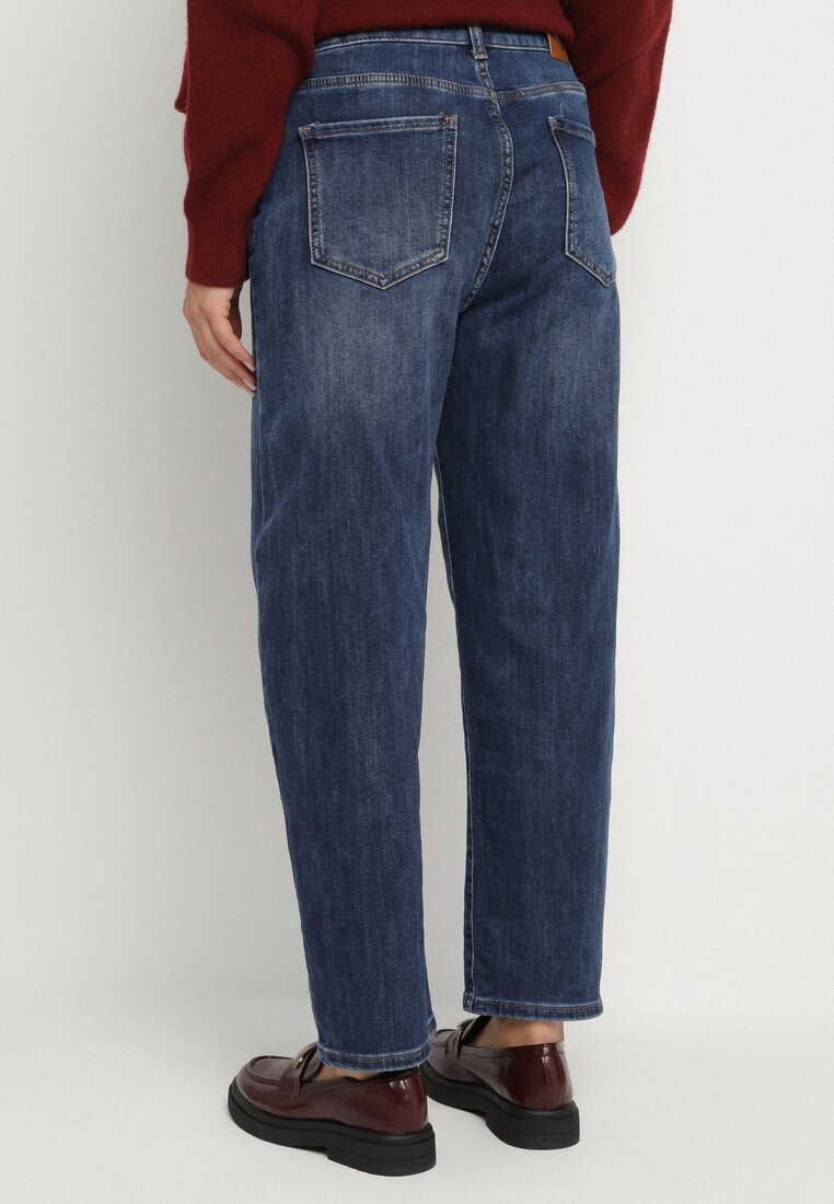 Niebieskie Jeansy Mom Fit High Waist z Bawełny Nelimesa