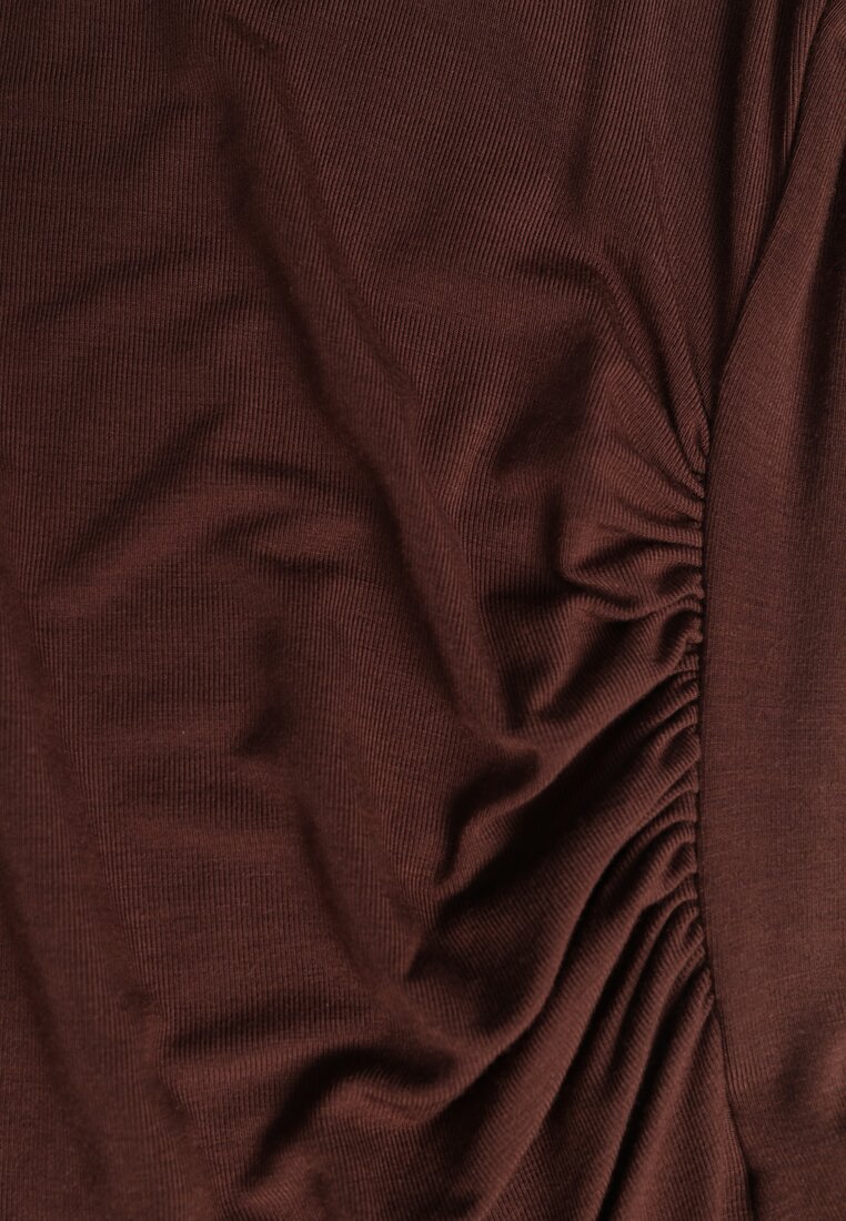 Brązowa Bluzka z Wiskozą i Marszczeniem Furitta