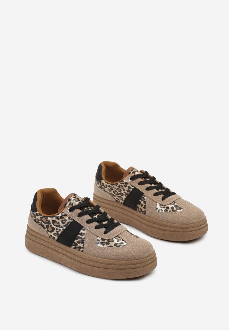 Panterkowe Sneakersy na Grubej Kauczukowej Podeszwie Gicebbe