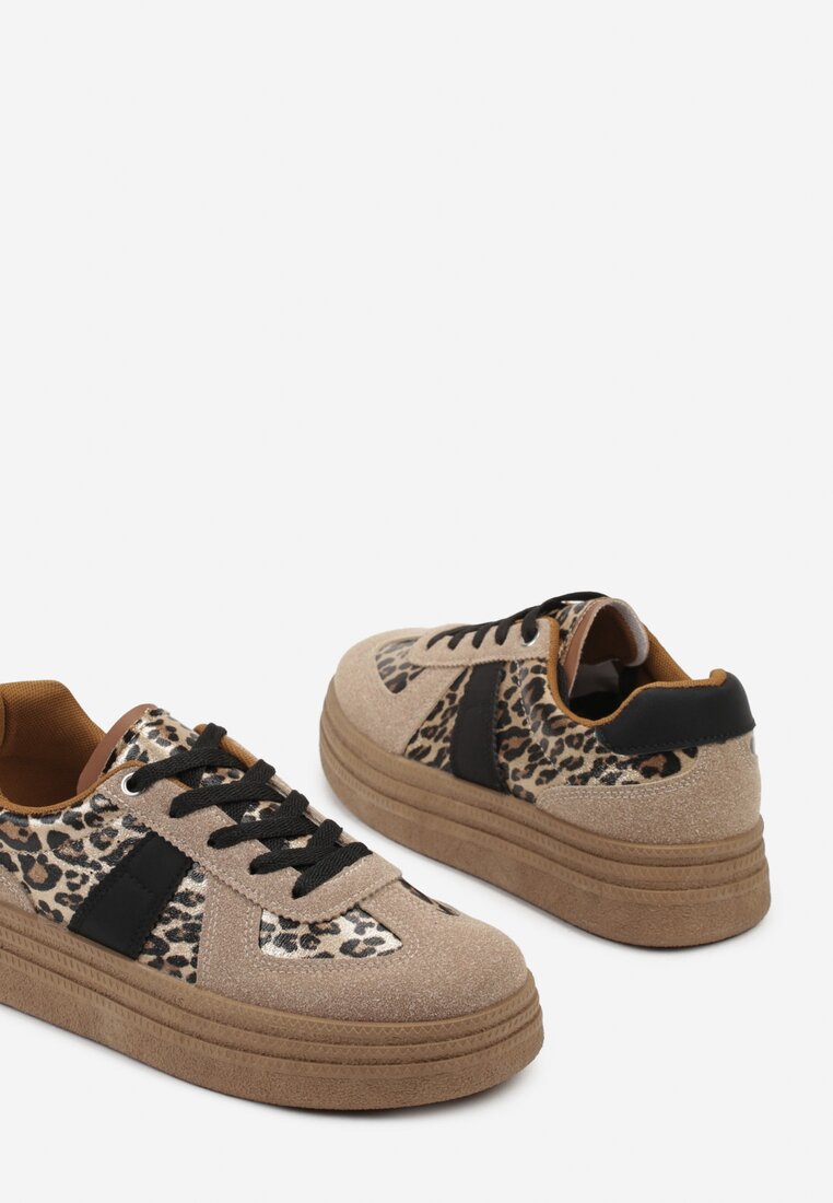 Panterkowe Sneakersy na Grubej Kauczukowej Podeszwie Gicebbe