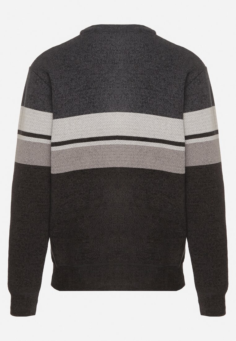 Ciemnoszary Sweter z Wełną z Eleganckim Kołnierzykiem Koszulowym Espalea