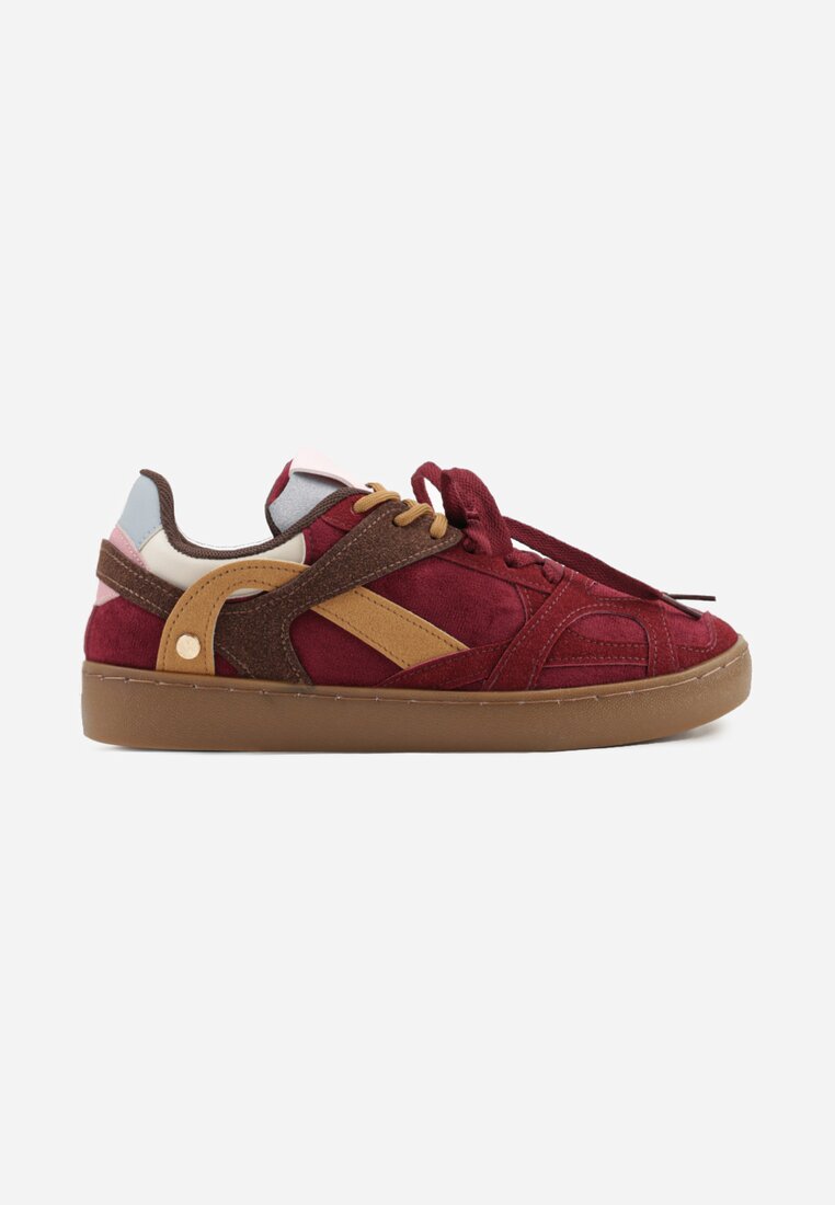 Bordowe Sneakersy w Stylu Klasycznych Tenisówek z Podwójnym Sznurowaniem Livitta