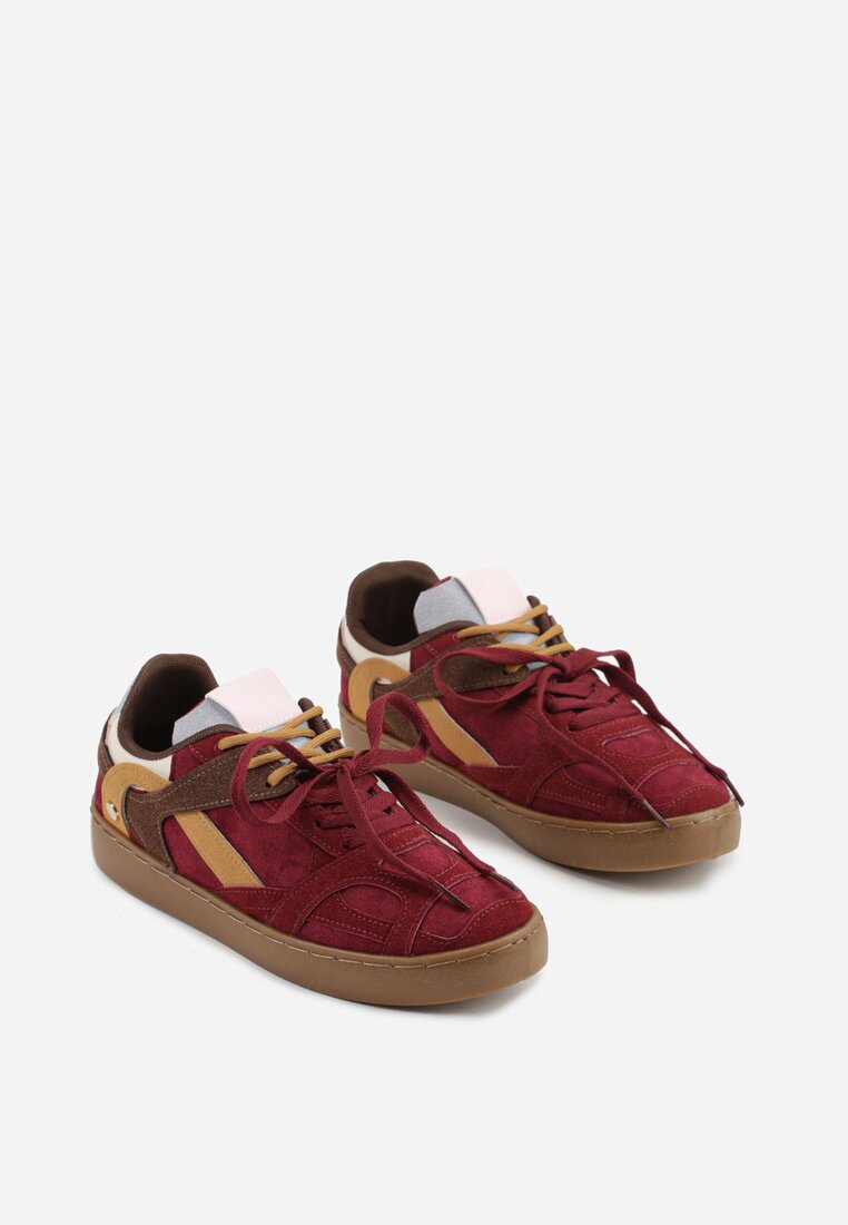 Bordowe Sneakersy w Stylu Klasycznych Tenisówek z Podwójnym Sznurowaniem Livitta