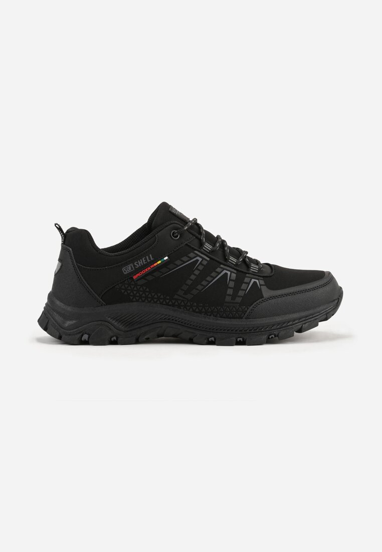 Czarne Buty Sportowe w Trekkingowym Stylu na Tłoczonej Podeszwie Revitte