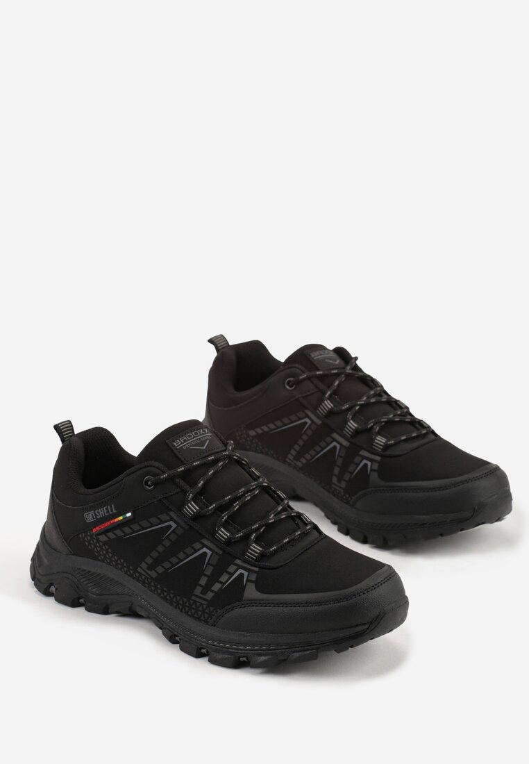 Czarne Buty Sportowe w Trekkingowym Stylu na Tłoczonej Podeszwie Revitte