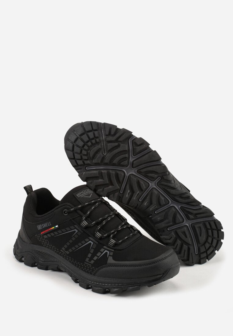 Czarne Buty Sportowe w Trekkingowym Stylu na Tłoczonej Podeszwie Revitte