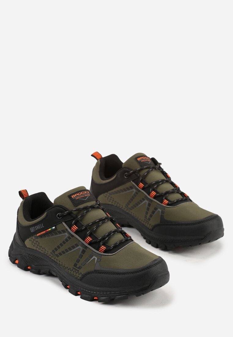 Ciemnobeżowe Buty Sportowe w Trekkingowym Stylu na Tłoczonej Podeszwie Revitte