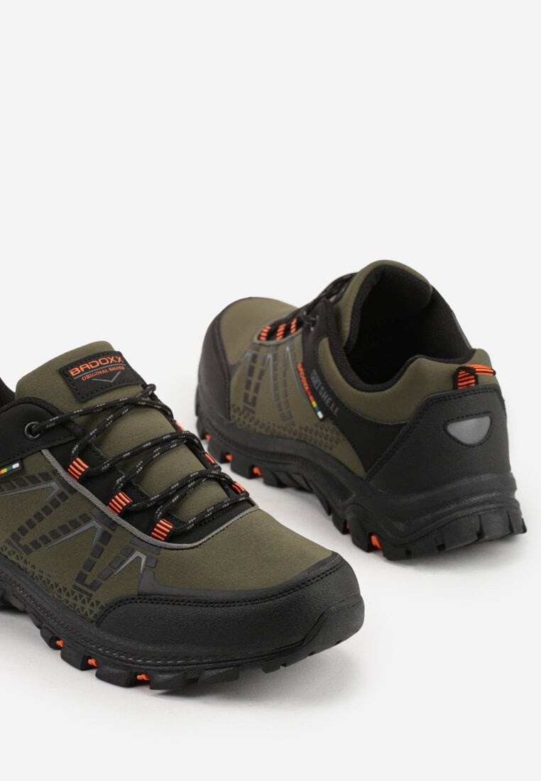 Ciemnobeżowe Buty Sportowe w Trekkingowym Stylu na Tłoczonej Podeszwie Revitte