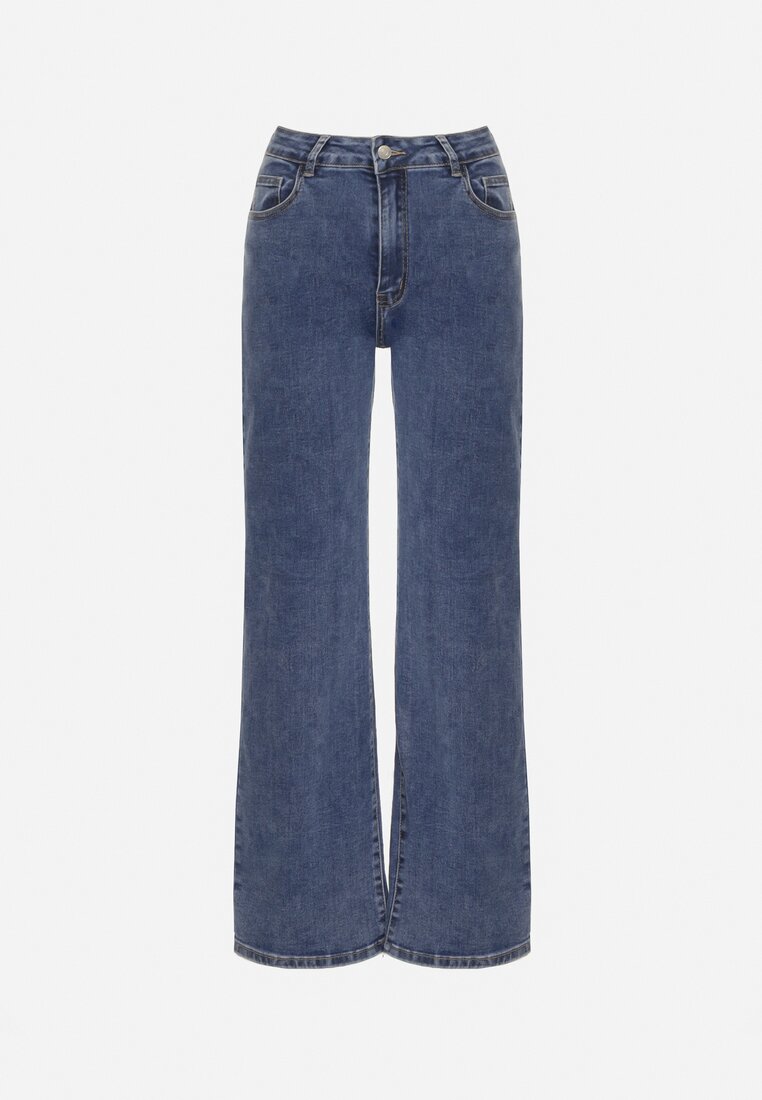 Niebieskie Szerokie Jeansy z Wiskozą z Regularnym Stanem Setve