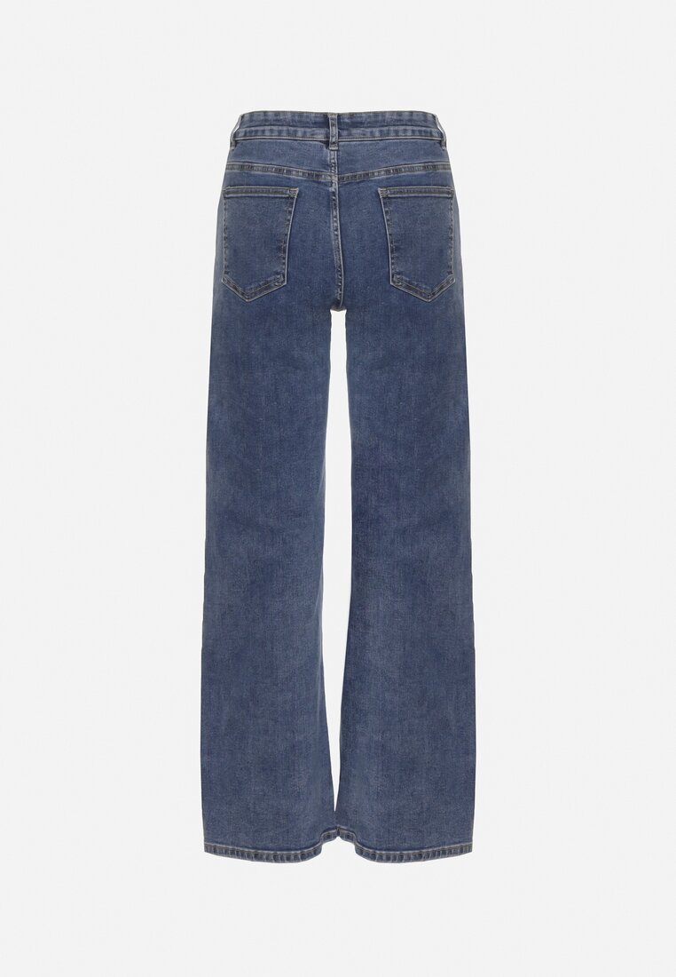 Niebieskie Szerokie Jeansy z Wiskozą z Regularnym Stanem Setve