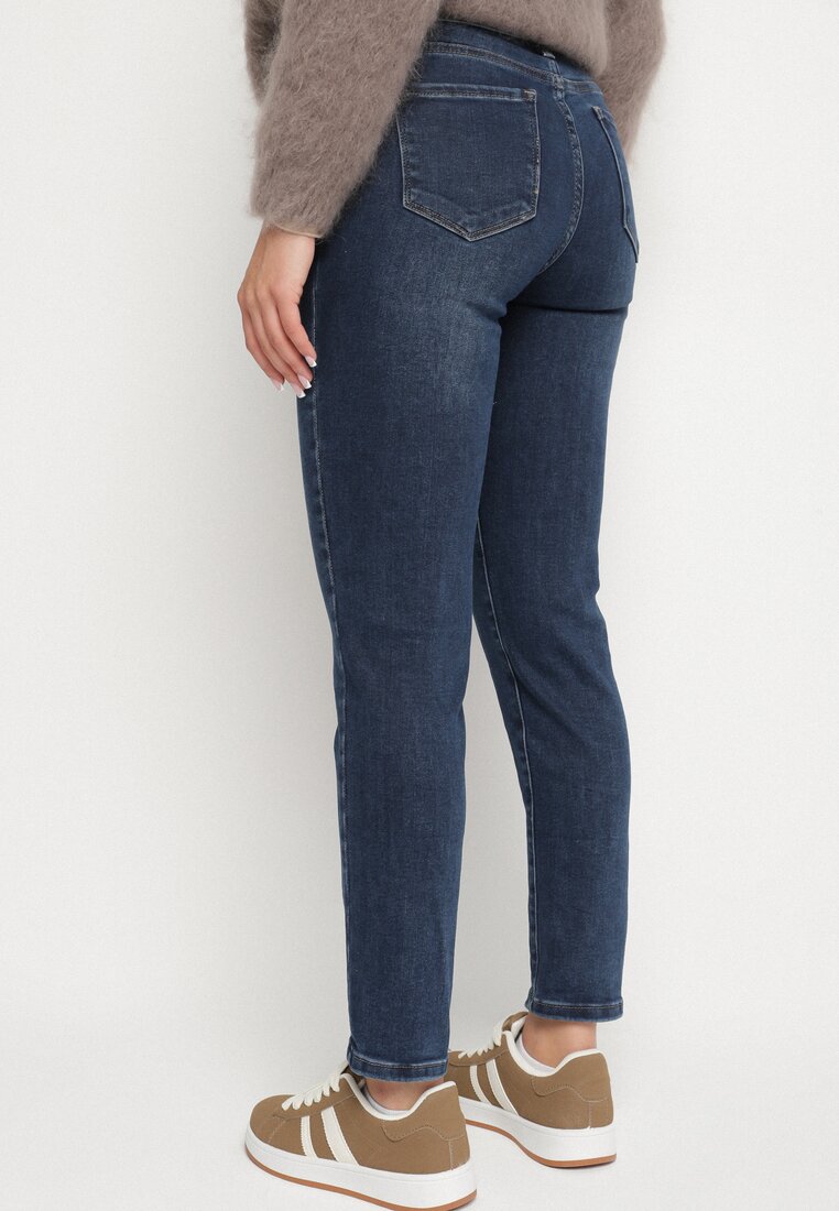 Niebieskie Klasyczne Jeansy Skinny z Regularnym Stanem Rastina