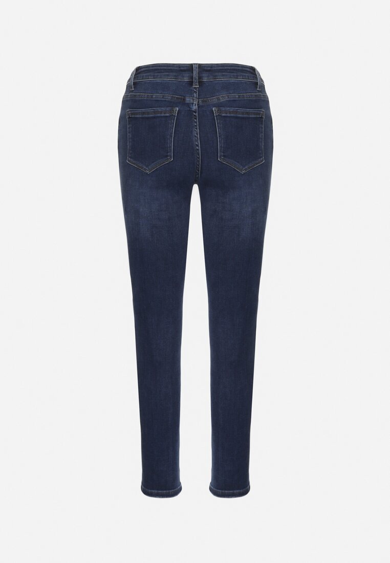 Niebieskie Jeansy z Domieszką Wiskozy o Kroju Skinny z Regularnym Stanem Zenisa