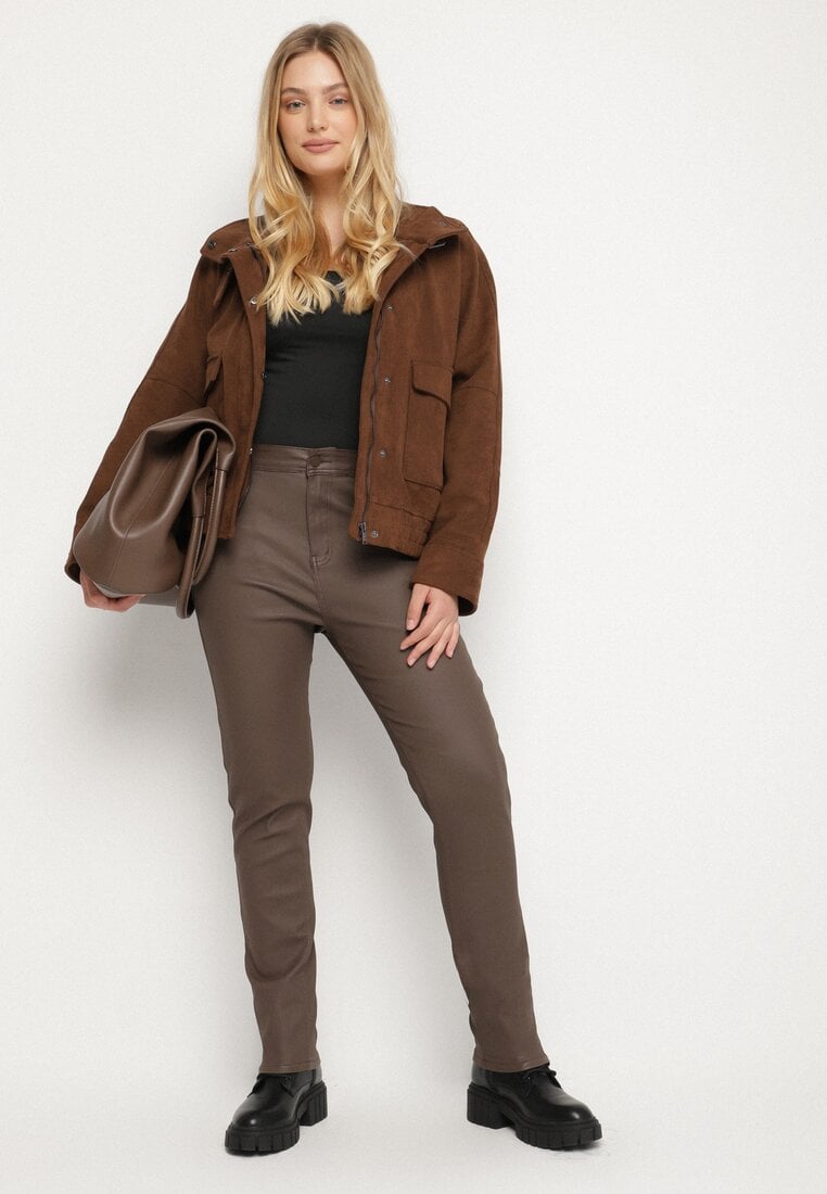 Brązowe Spodnie Skinny Gasi